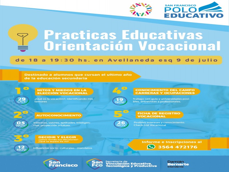 Taller de orientación vocacional gratuito para estudiantes del último año de secundaria