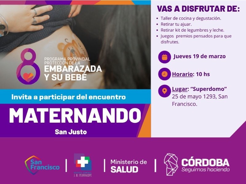 Este jueves se llevará a cabo el encuentro Maternando San Justo